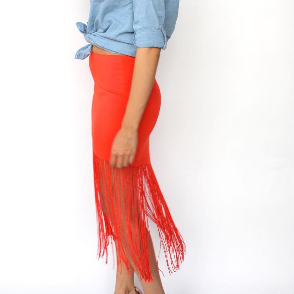 Line & Dot Gloss Fringe Skirt